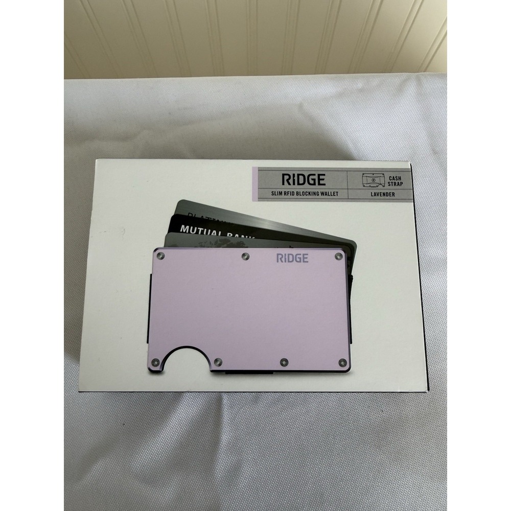 Ridge Slim Minimalist Aluminum RFID Blocking Wallet Cash Strap Lavender Purple